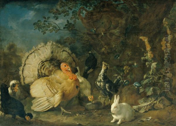 Hausgeflugel und Kaninchen Oil Painting by Franz Werner Tamm