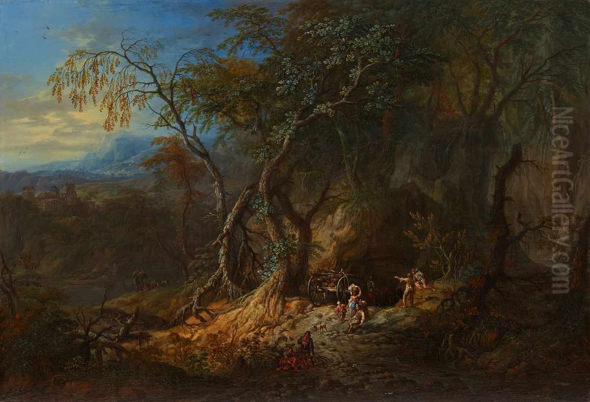 Forest Landscape with Unobstructed View on the Left Oil Painting by Frans Christoph Janneck