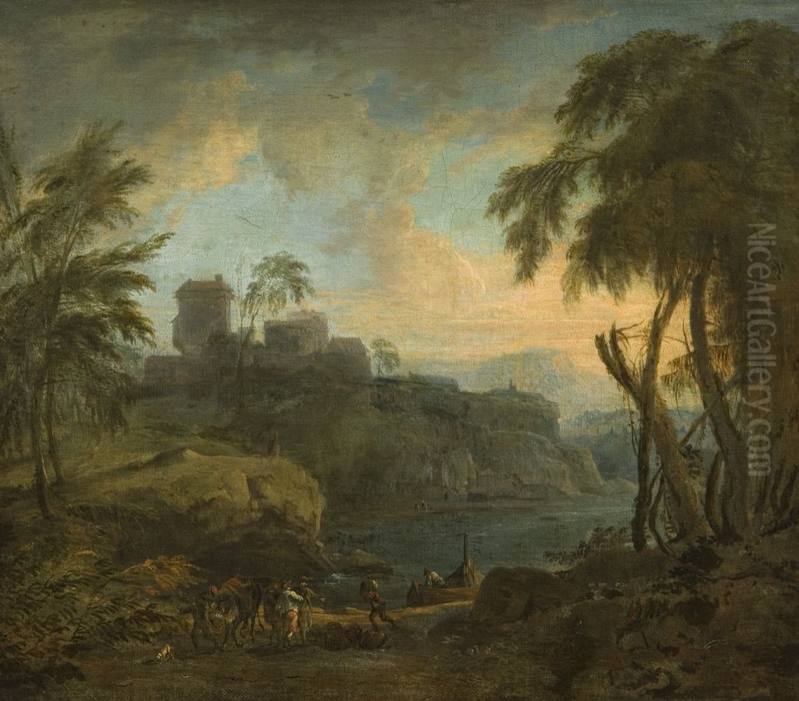 Ideal Landscape (Evening Mood) Oil Painting by David Richter the Elder