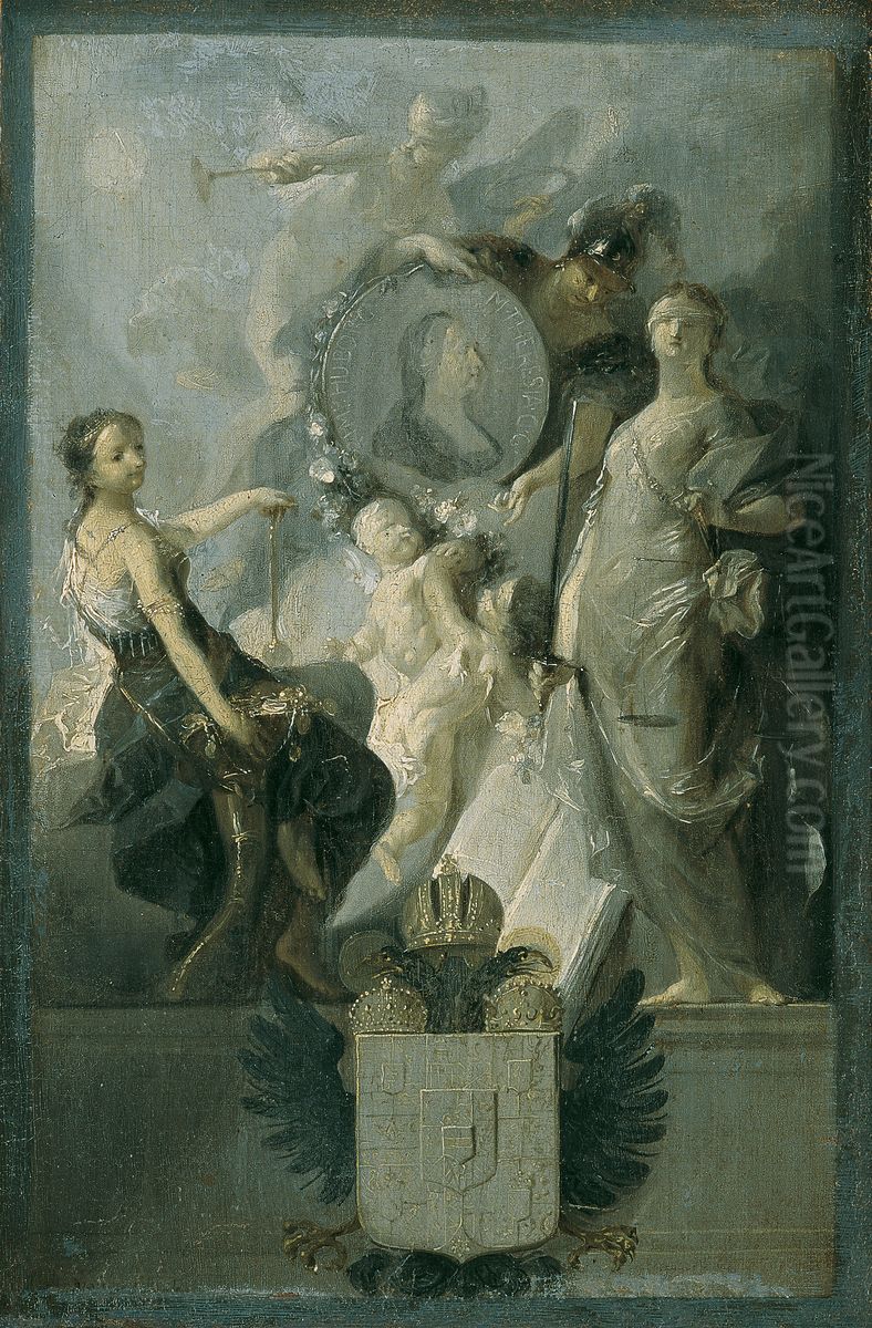 Homage to Empress Maria Theresia Oil Painting by Franz Anton Maulbertsch