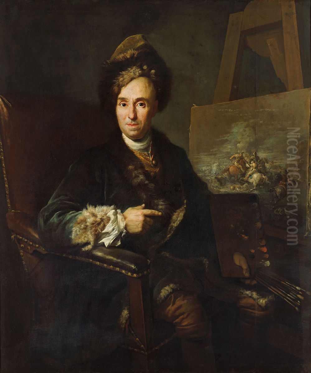 Portrait of the battle-painter Ignace-Jacques Parrocel Oil Painting by Jacob van Schuppen