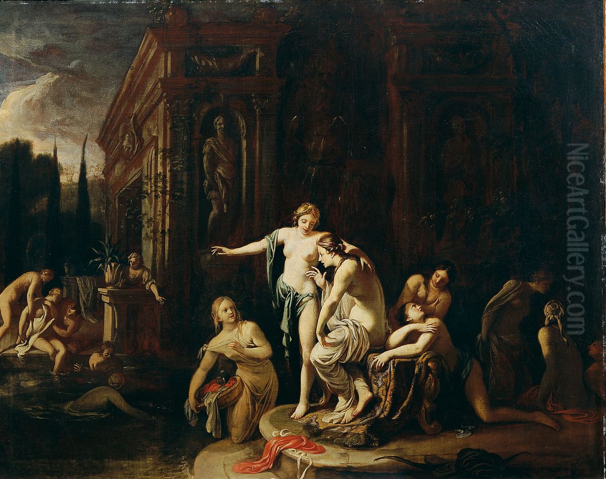 Diana und Kallisto im Bade Oil Painting by Johann Spillenberger