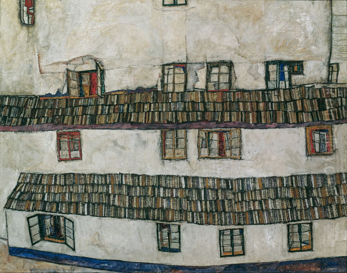 House wall (window wall) Oil Painting by Egon Schiele