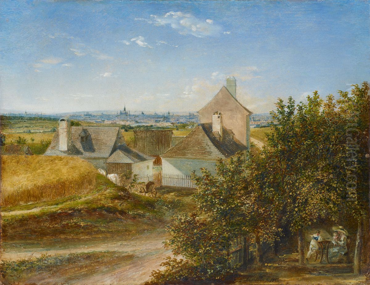 Blick auf Wien von Grinzing Oil Painting by Karl Agricola