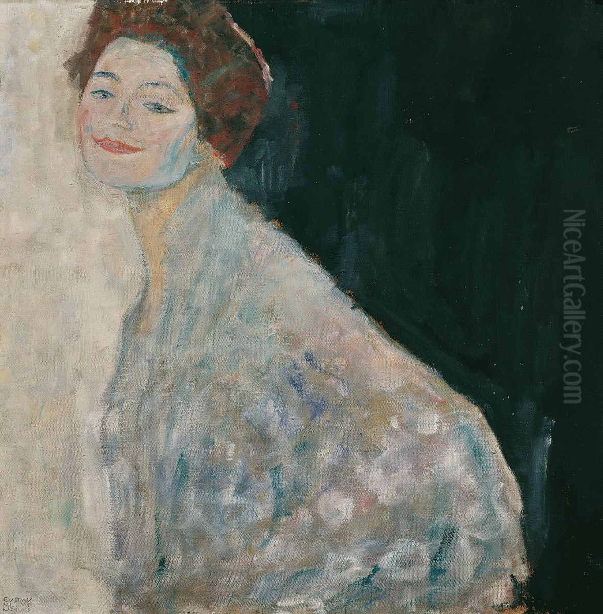Lady in White Oil Painting by Gustav Klimt