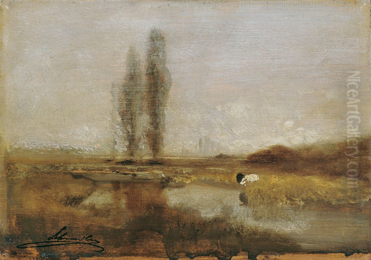 Moorlandschaft bei Lundenburg Oil Painting by Emil Jakob Schindler