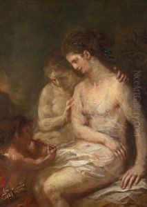 Zwei Nymphen mit Amor