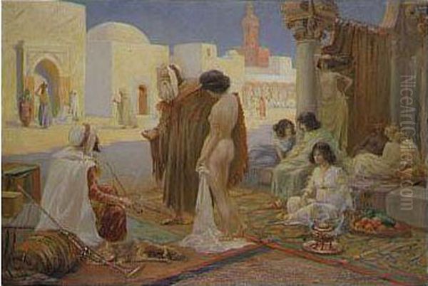 The Slave Market Oil Painting by Pierre Louis Cazaubon
