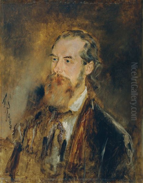 Der Tiermaler Karl Reichert Oil Painting by Anton Romako