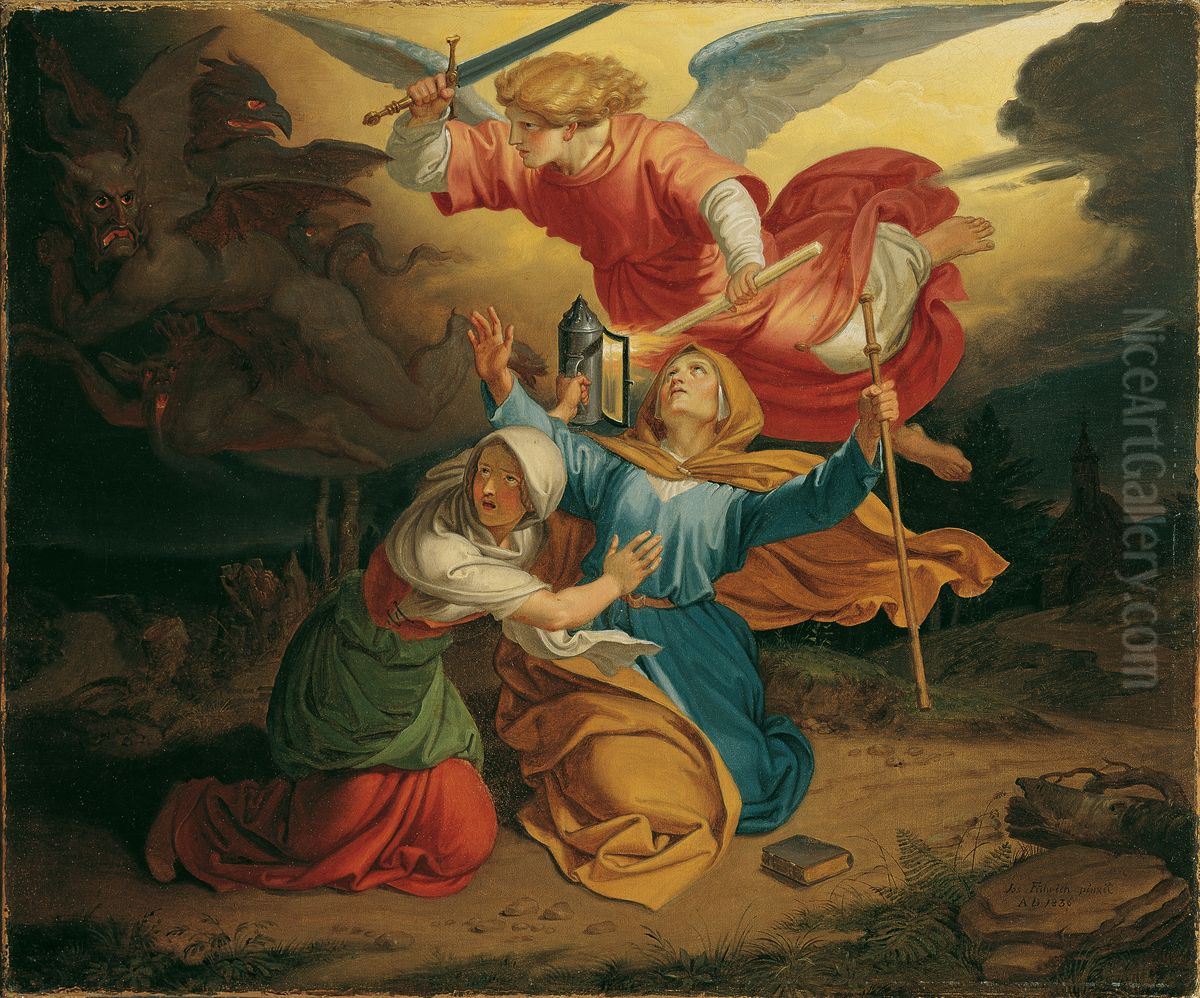 Versuchung der heiligen Gudula Oil Painting by Joseph von Fuhrich