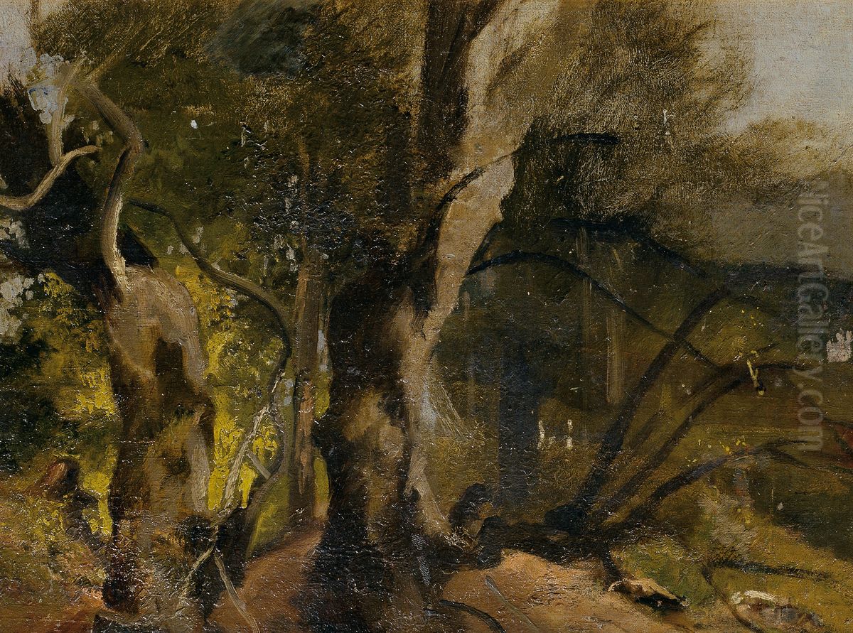 Waldstudie Oil Painting by Josef Navratil