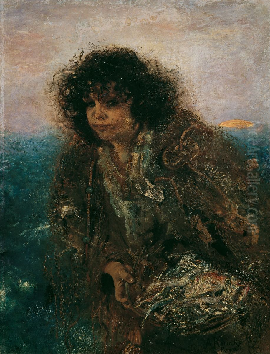 Italienisches Fischerkind Oil Painting by Anton Romako