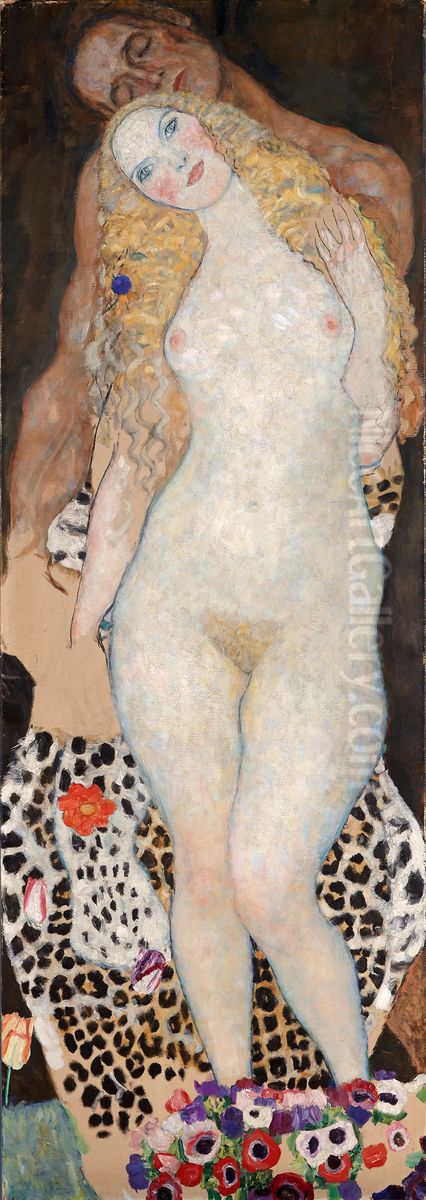 Adam und Eva Oil Painting by Gustav Klimt