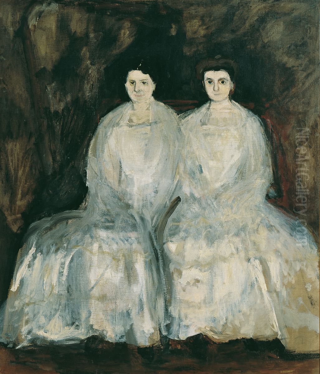 Sisters Karoline and Pauline Fey Oil Painting by Richard Gerstl