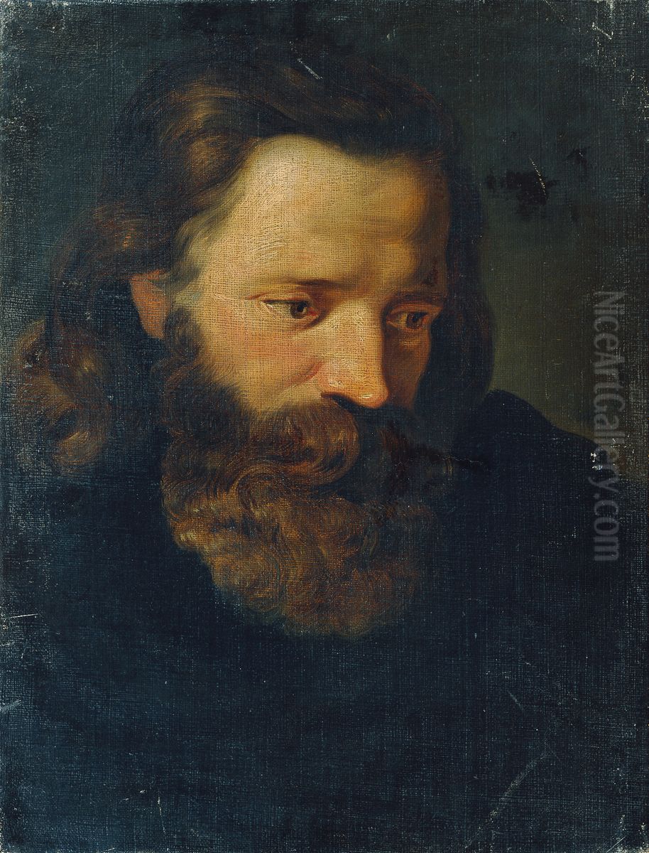 Studienkopf eines bartigen Mannes I Oil Painting by Joseph Hasslwander Studienkopf eines bartigen Mannes I Oil Painting by Joseph Hasslwander