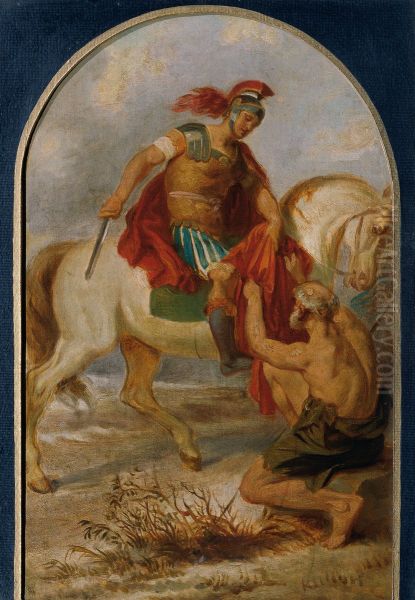 Der heilige Martin mit dem Bettler Oil Painting by Joseph Hasslwander