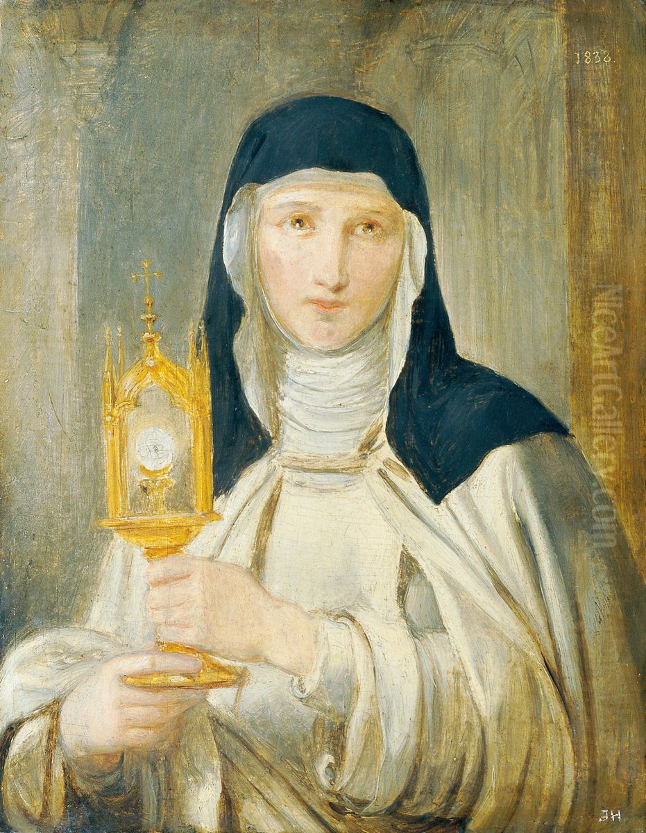 Die heilige Katharina mit Monstranz Oil Painting by Joseph Hasslwander