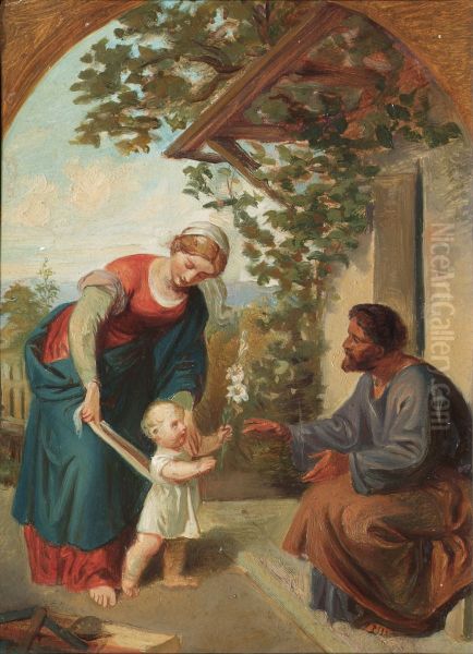 Heilige Familie Oil Painting by Joseph Hasslwander