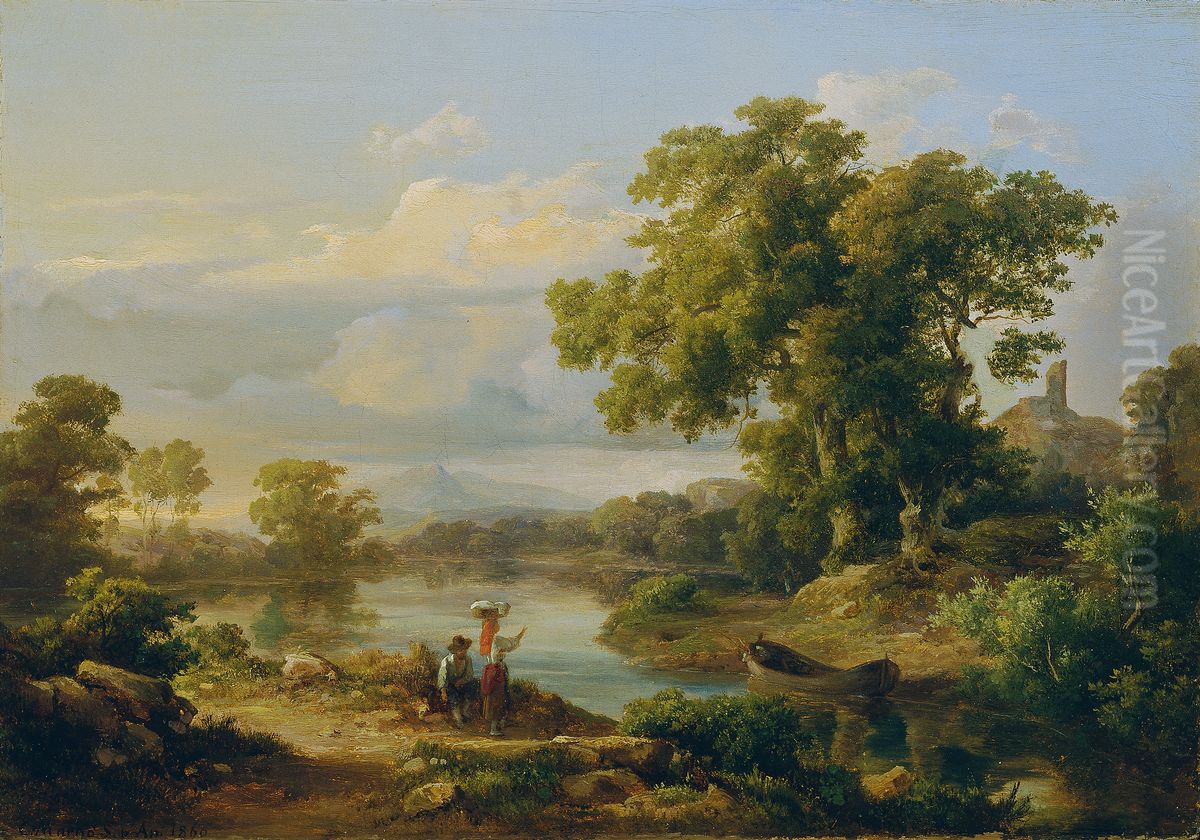 Fruhling am Fluss Oil Painting by Karoly Marko