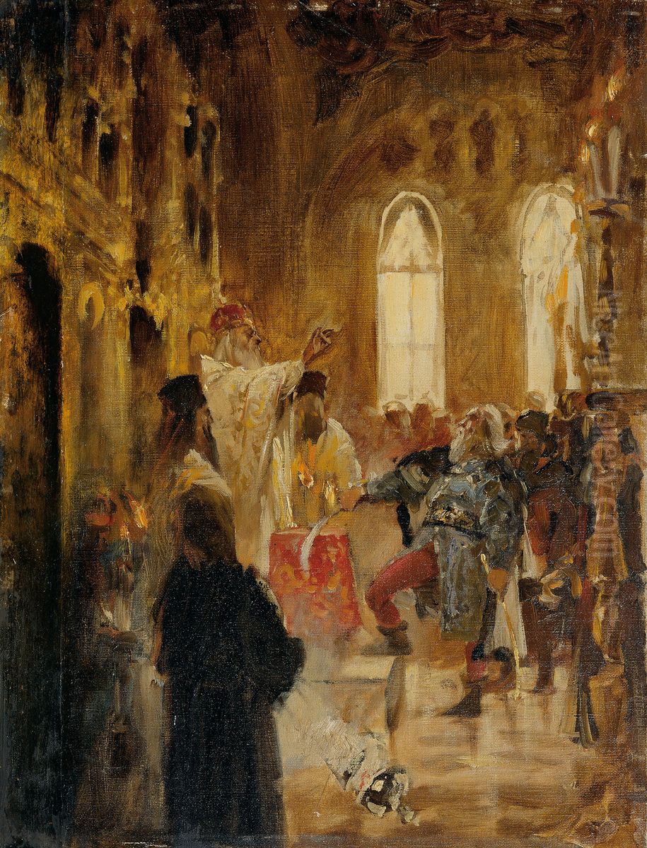 Kronungsszene Oil Painting by Jan Matejko