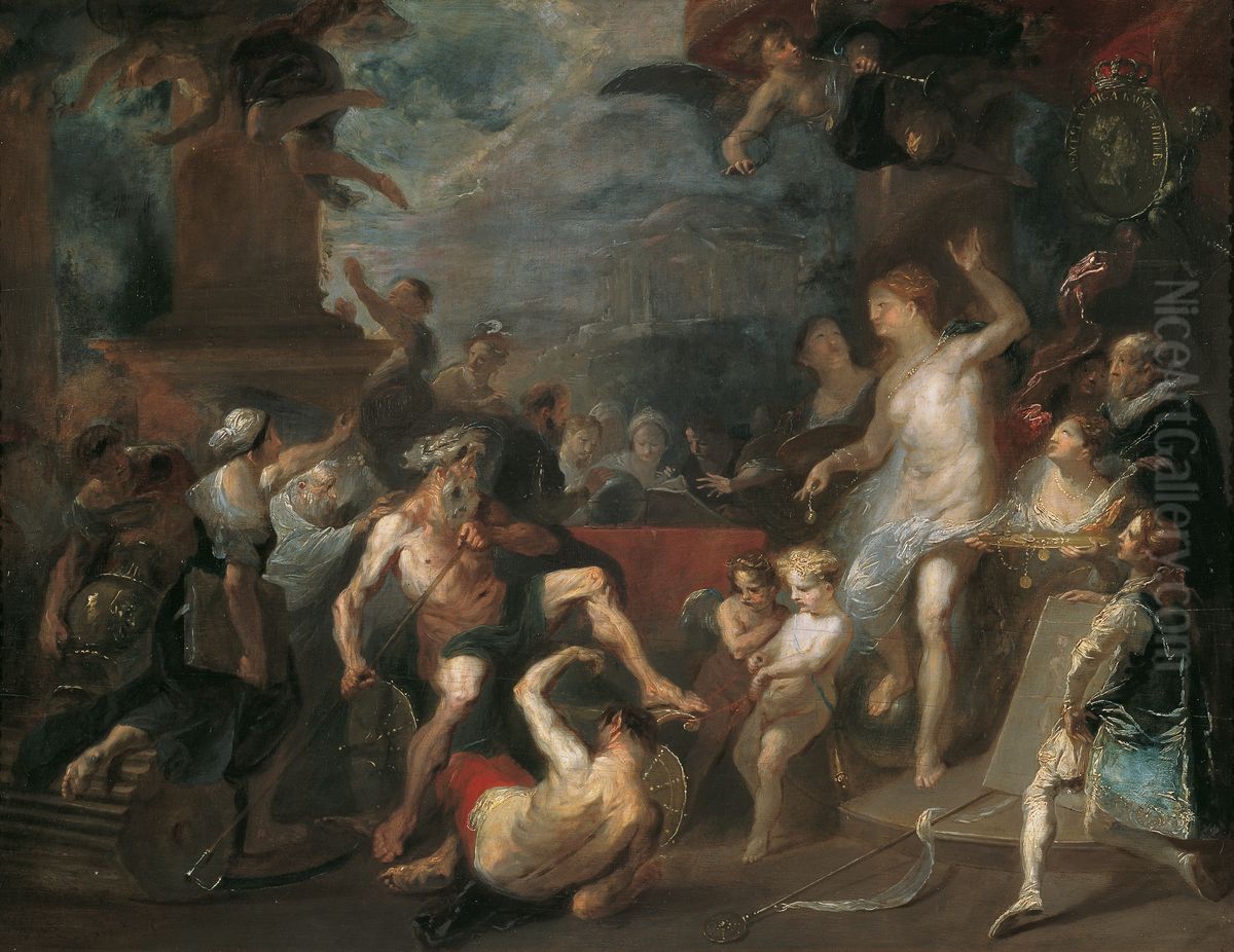 Allegorie auf eine Preisverteilung an der Wiener Akademie unter Wenzel Anton Furst von Kaunitz-Rietberg Oil Painting by Franz Anton Maulbertsch