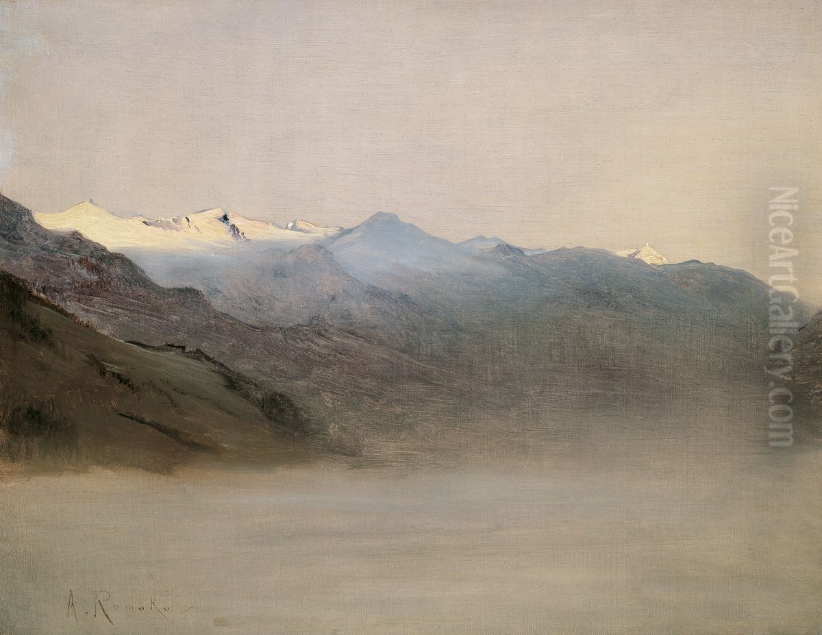 Das Gasteinertal im Nebel Oil Painting by Anton Romako