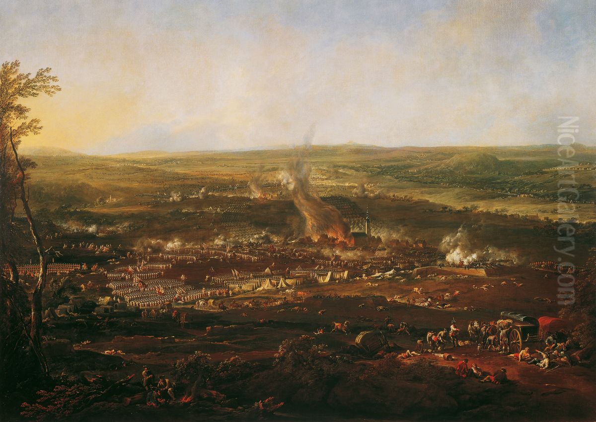 Die Schlacht bei Hochkirch Oil Painting by Johann Christian Brand