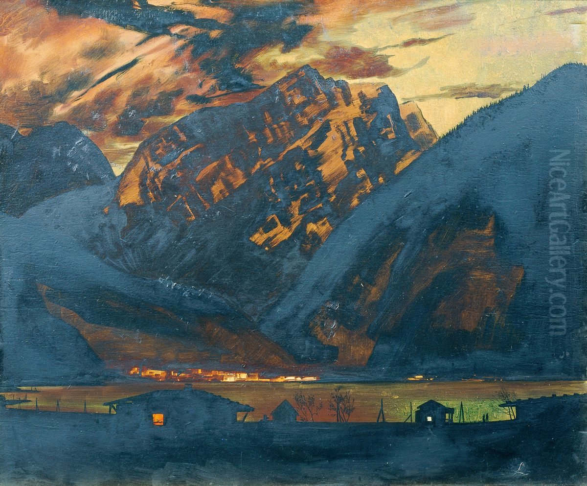 Zell am See bei Nacht Oil Painting by Klemens Brosch