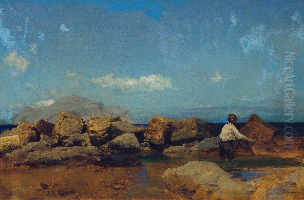 Meereskuste mit Monte Pellegrino bei Palermo Oil Painting by Leopold Carl Muller Meereskuste mit Monte Pellegrino bei Palermo Oil Painting by Leopold Carl Muller