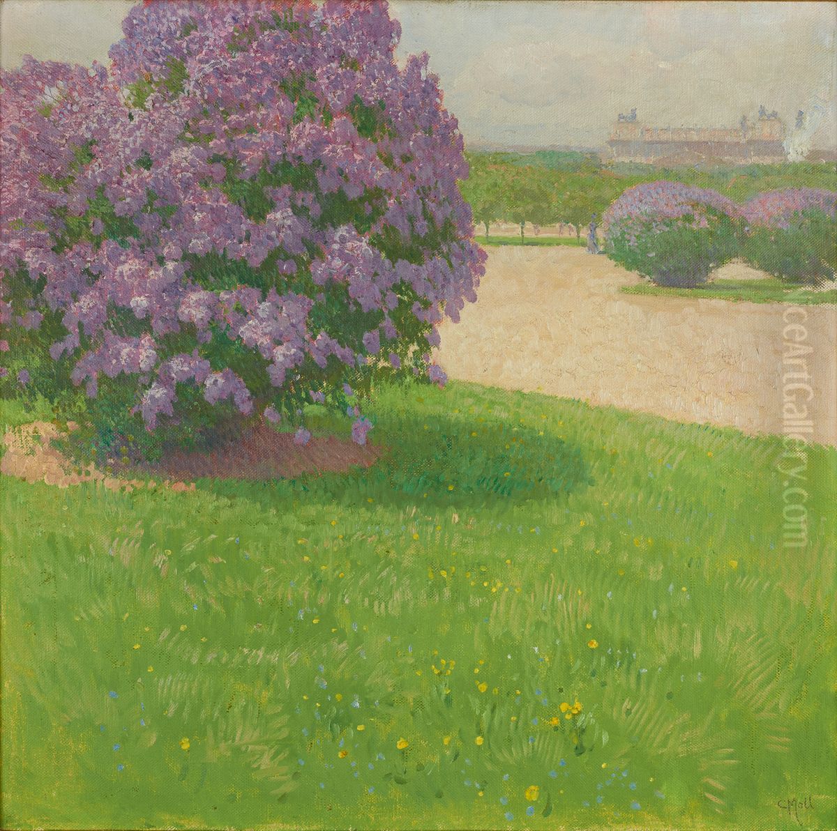 Heldenplatz mit Flieder Oil Painting by Carl Moll