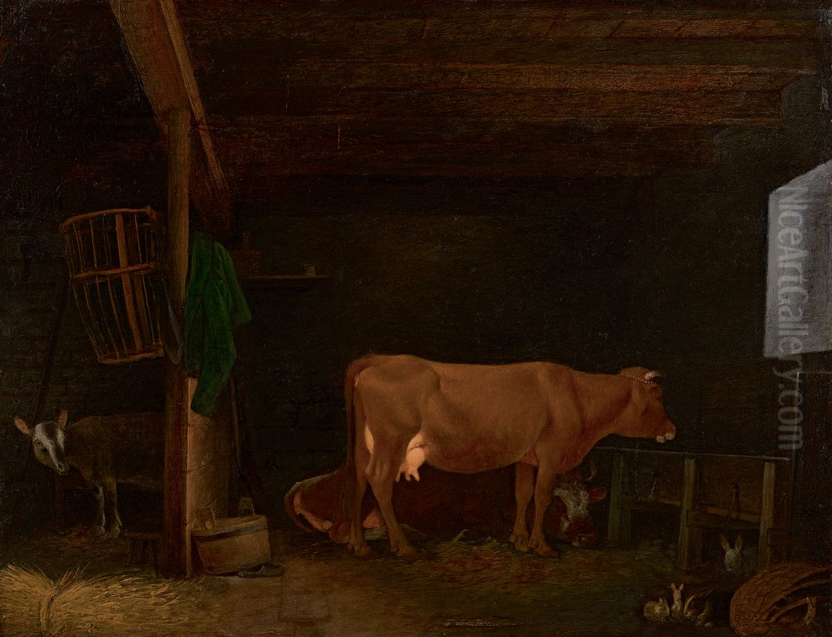 Kuhstall Oil Painting by Johann Michael Neder