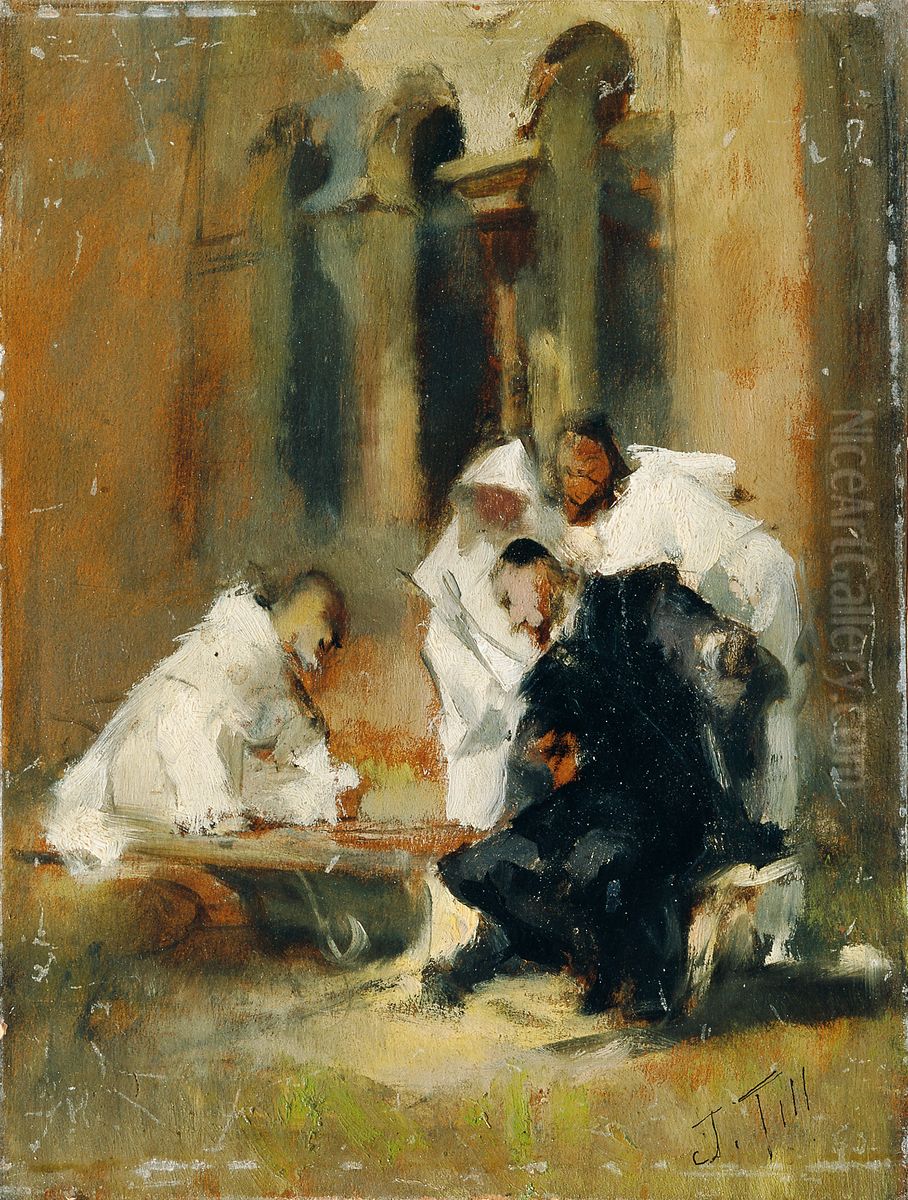 Im Klosterhof (Drei Dominikaner) Oil Painting by Johann Till the Younger