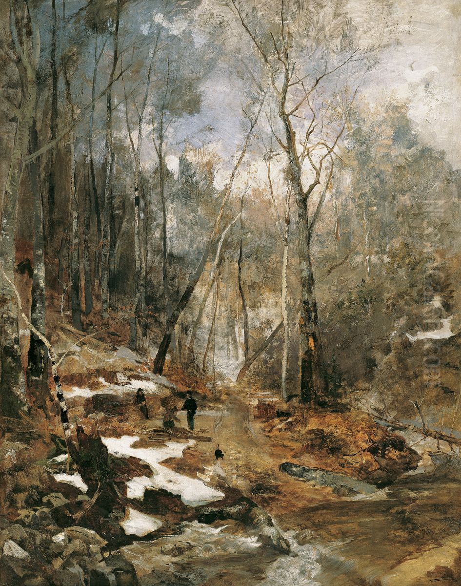 Februarstimmung - Vorfruhling im Wienerwald Oil Painting by Emil Jakob Schindler