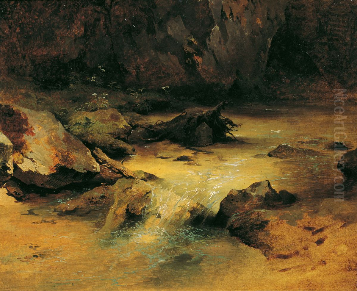 Wildbach Oil Painting by Friedrich Gauermann