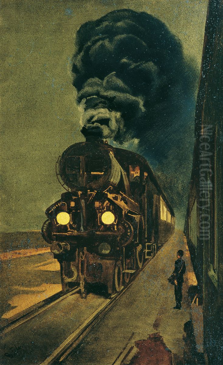 Der Schnellzug Oil Painting by Klemens Brosch
