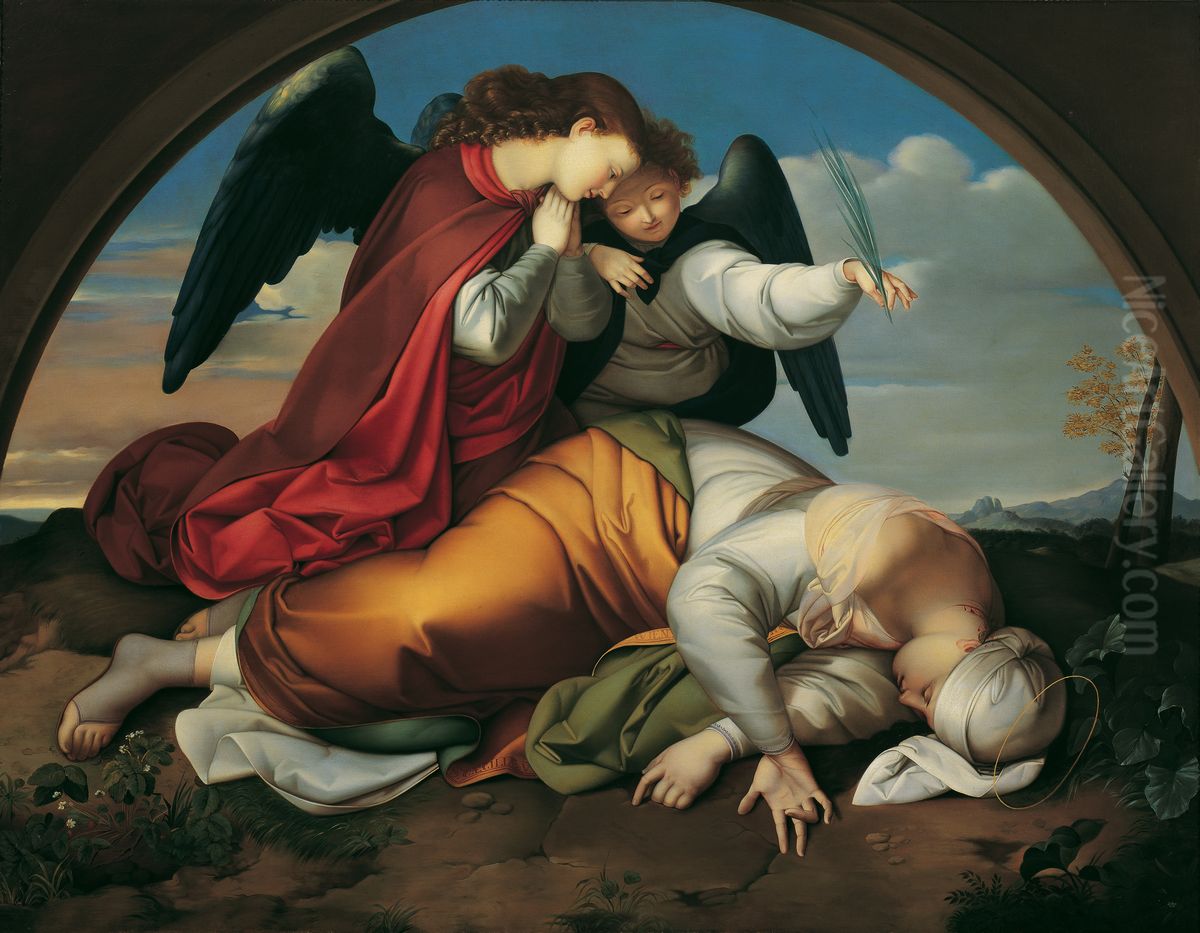 Die tote heilige Caecilia (Wiener Fassung) Oil Painting by Johann Scheffer von Leonhardshoff