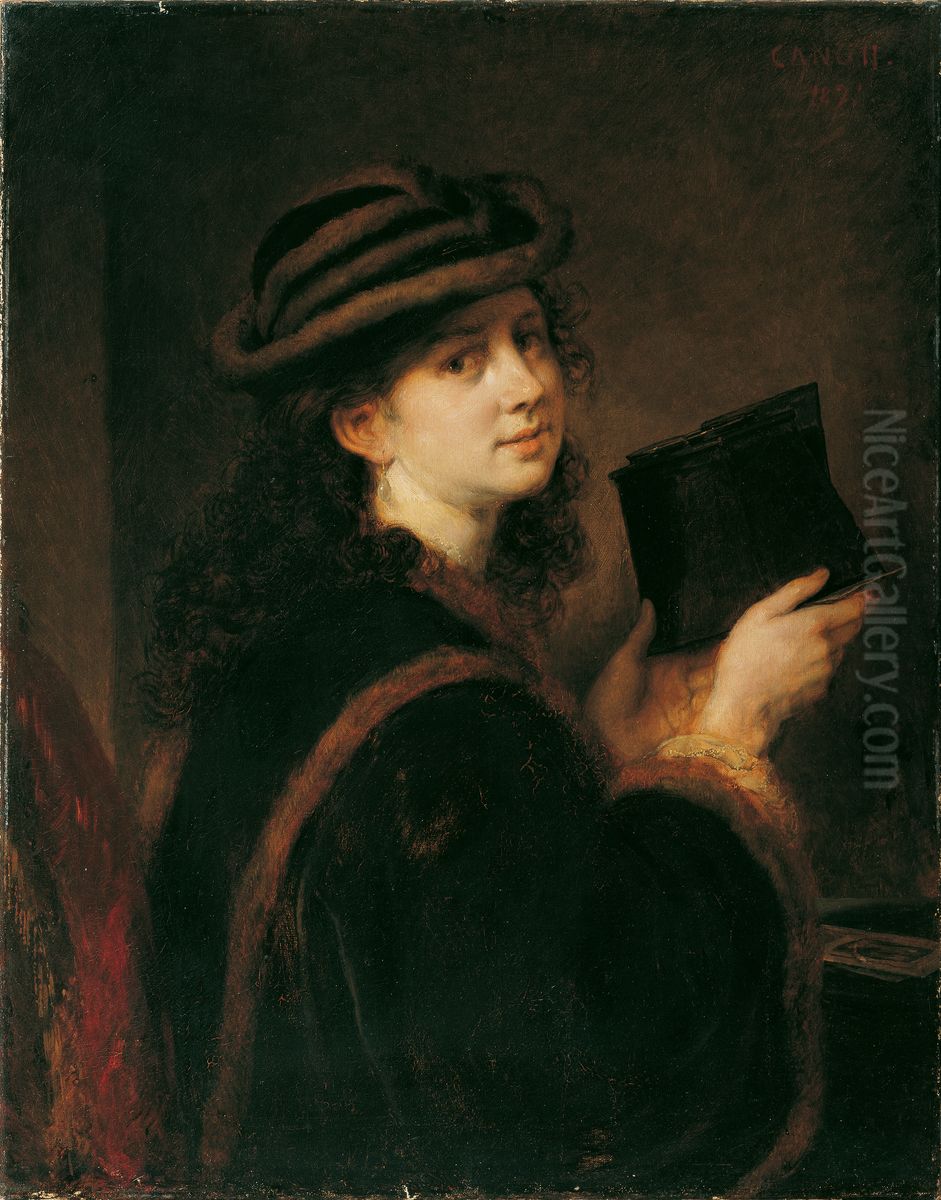 Madchen mit Stereoskop Oil Painting by Hans (Johann von Strasiripka) Canon