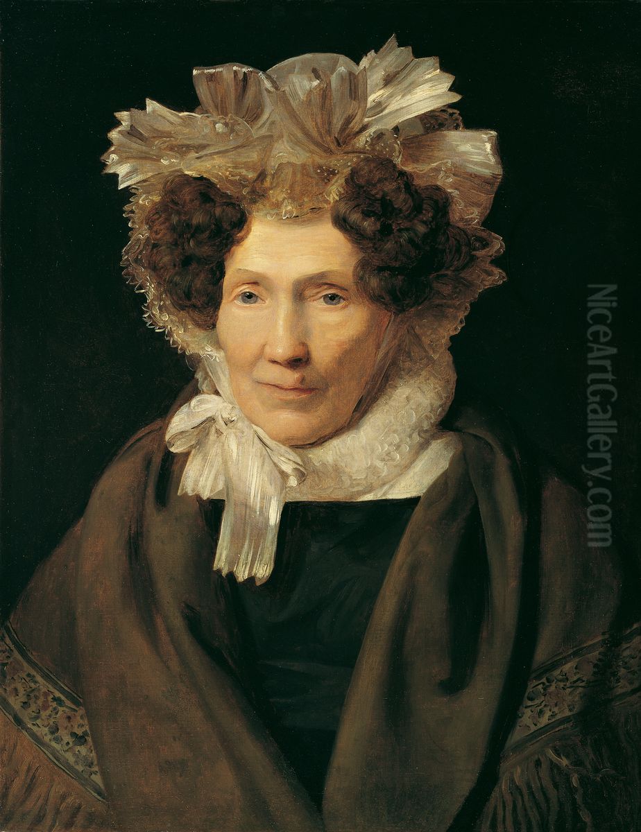 Alte Frau mit weisser Banderhaube Oil Painting by Ferdinand Georg Waldmuller