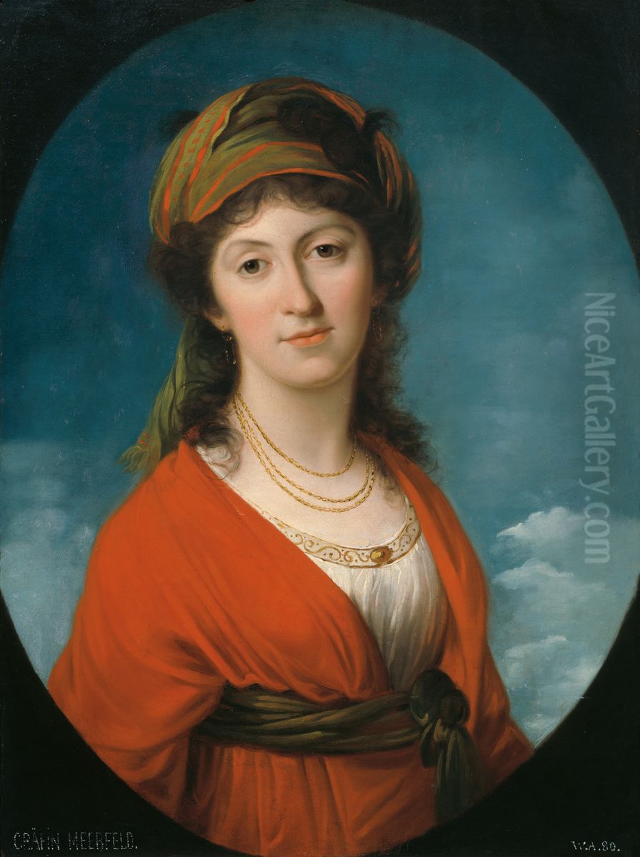Marie Therese Grafin Meerfeld, geb. Grafin Dietrichstein Oil Painting by Angelica Kauffmann