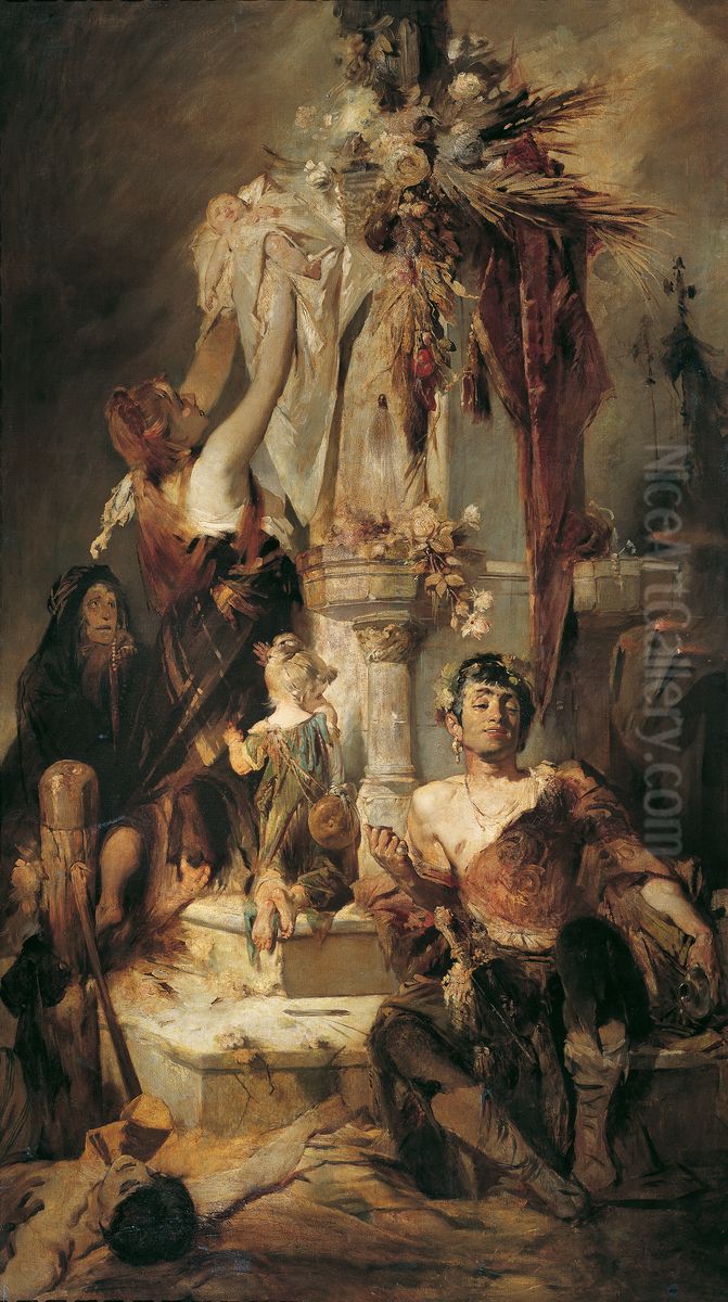 Barbaric Tribute Scene Oil Painting by Hans Makart