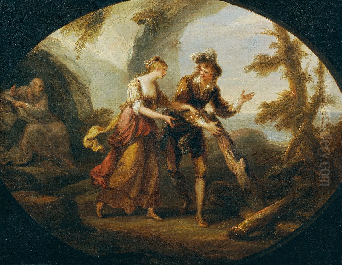 Scene with Miranda and Ferdinand Oil Painting by Angelica Kauffmann