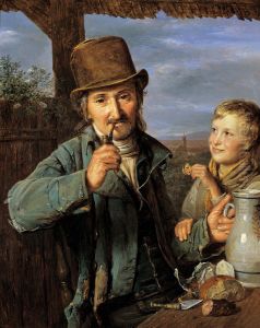 Taglohner mit seinem Sohn