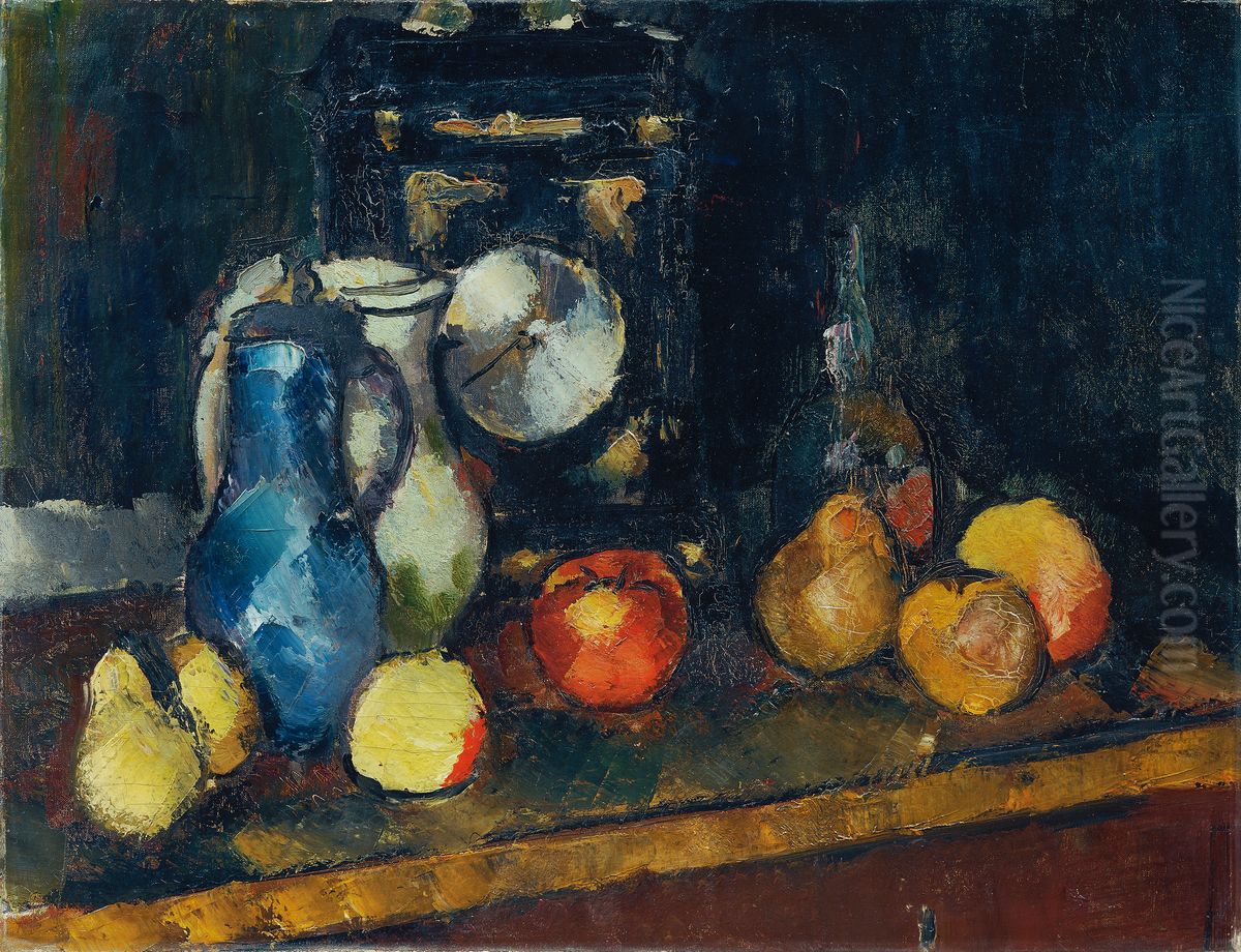 Stillleben mit Uhr Oil Painting by Anton Faistauer