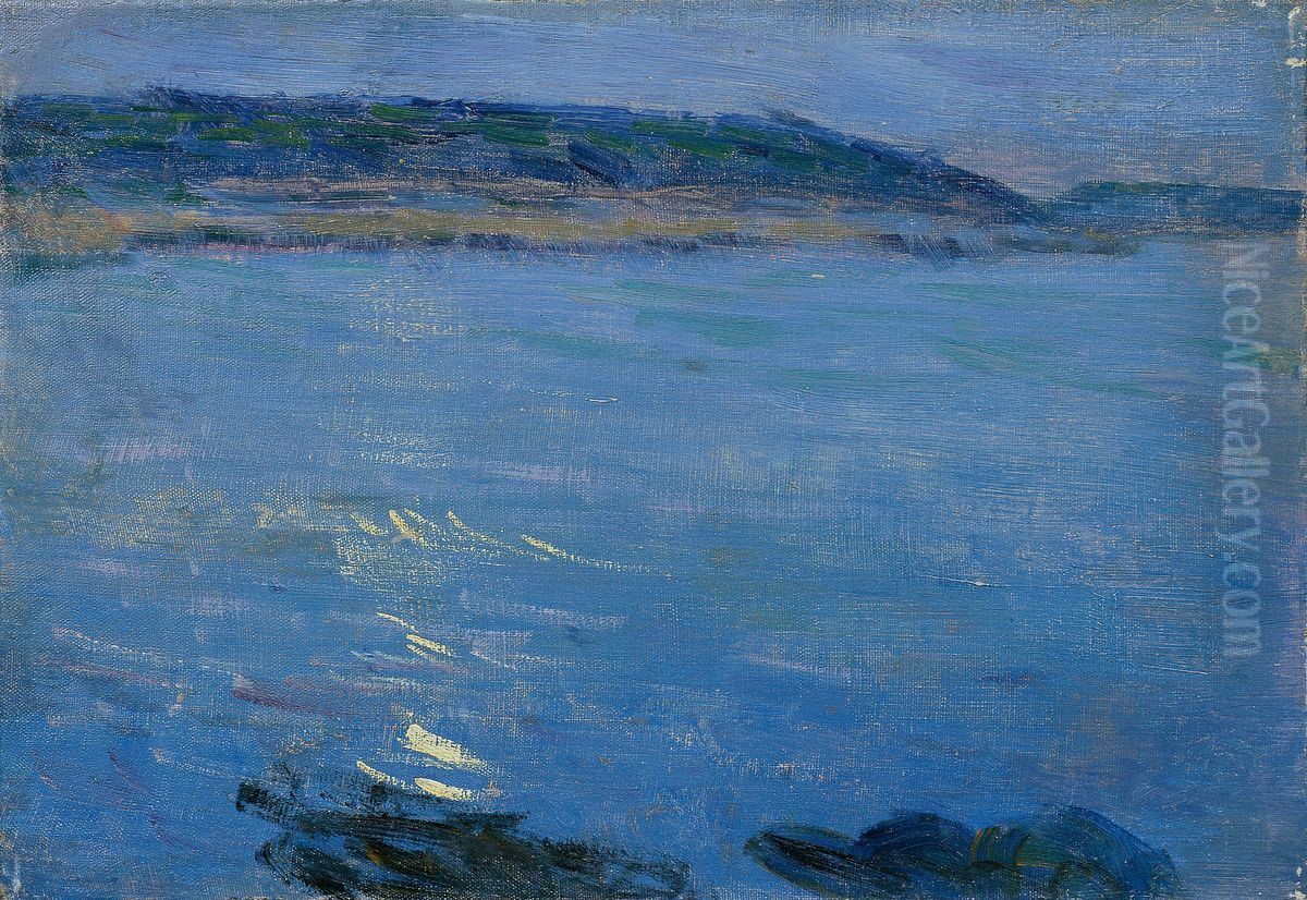 Blaue Meereslandschaft im Mondschein Oil Painting by Max Kurzweil