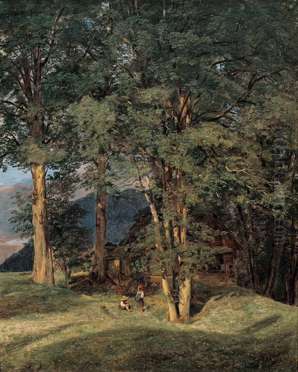 Ahornbaume bei Ischl Oil Painting by Ferdinand Georg Waldmuller