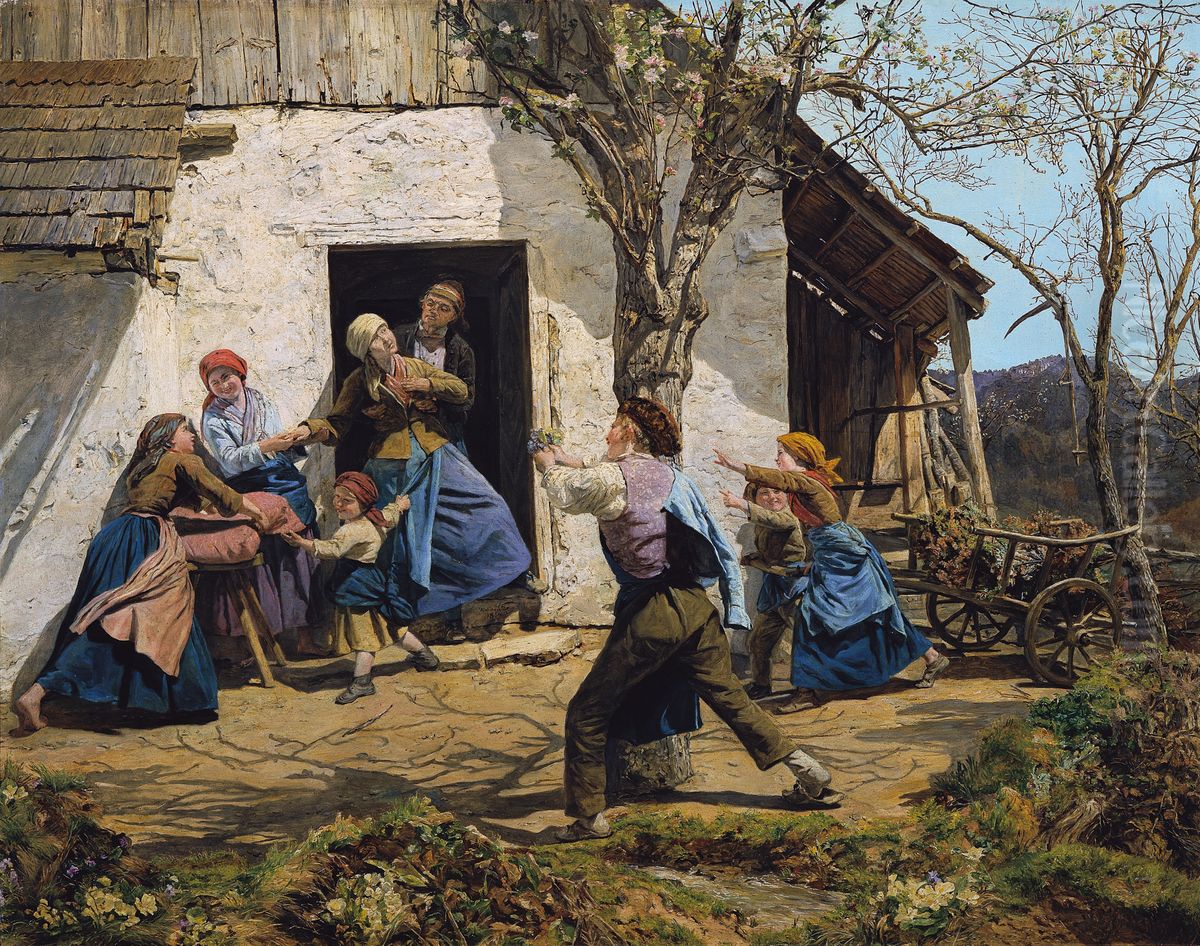 Die Wiedergenesene Oil Painting by Ferdinand Georg Waldmuller