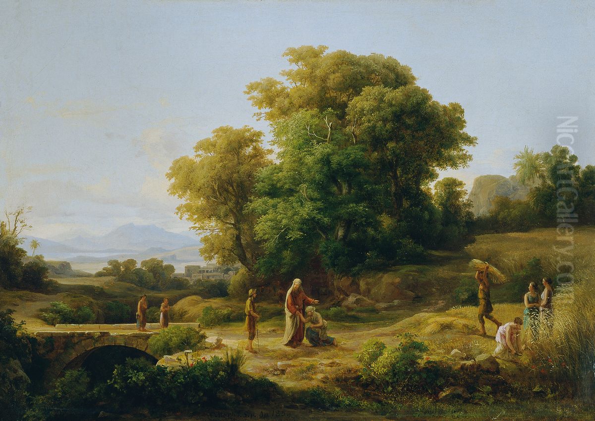 Ideale Landschaft mit Boas und Ruth Oil Painting by Karoly Marko