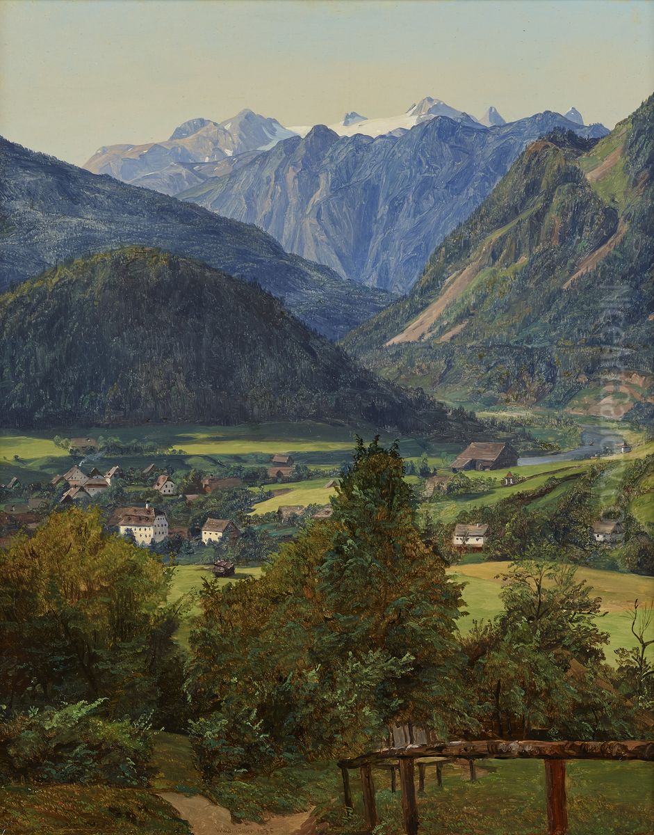 Der Dachstein vom Sophien-Doppelblick bei Ischl Oil Painting by Ferdinand Georg Waldmuller