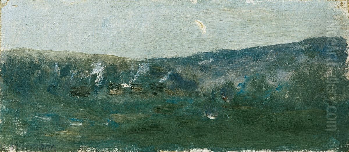 Hugellandschaft mit Mondsichel Oil Painting by Theodor von Hormann