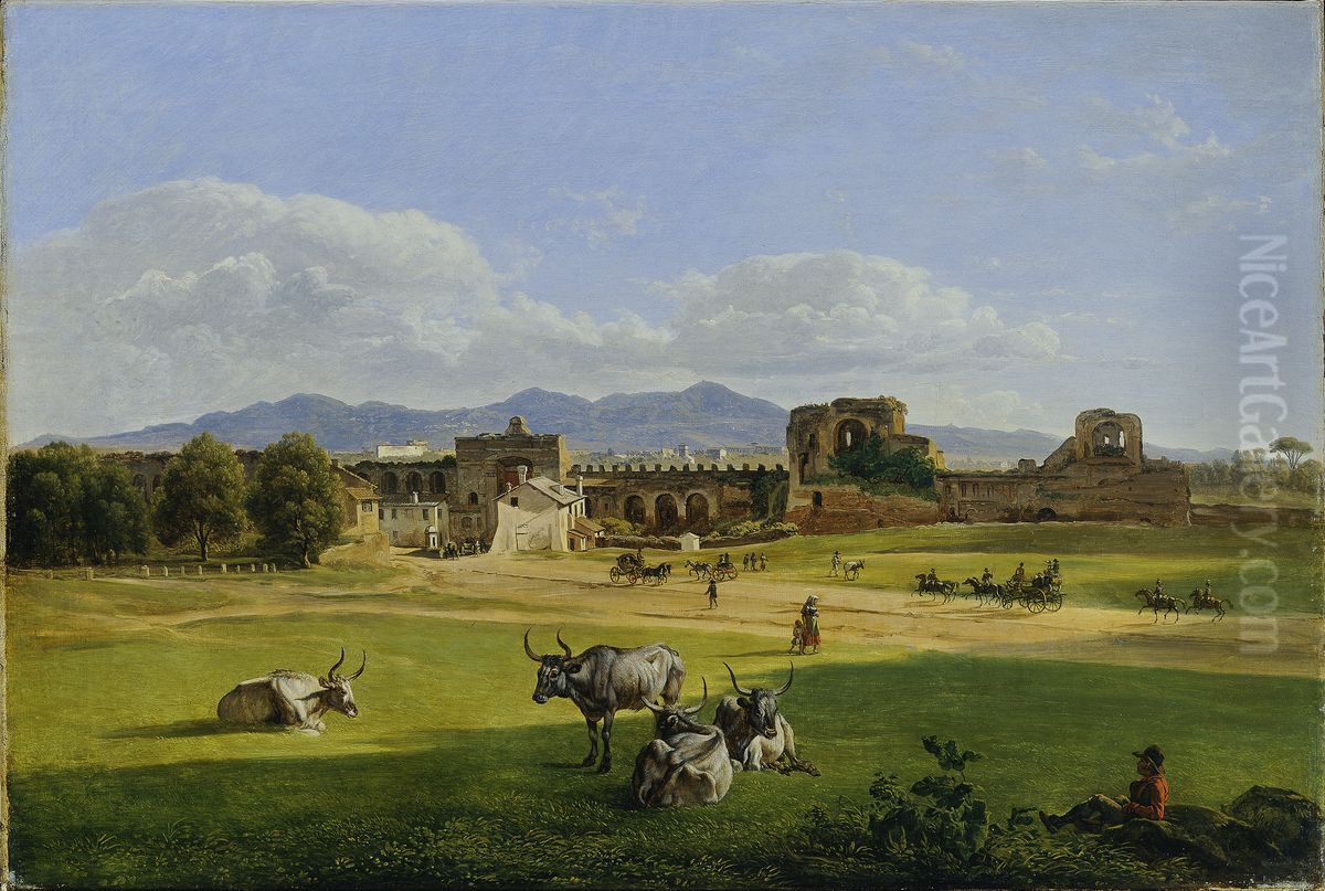 Die Porta San Giovanni gegen Frascati Oil Painting by Josef Rebell